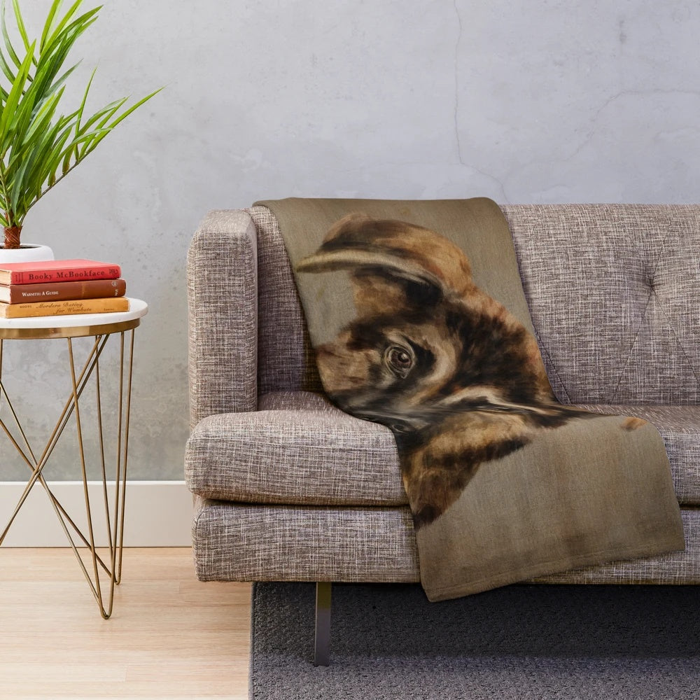 Cute German Shepherd puppy plush blanket with adorable head tilt