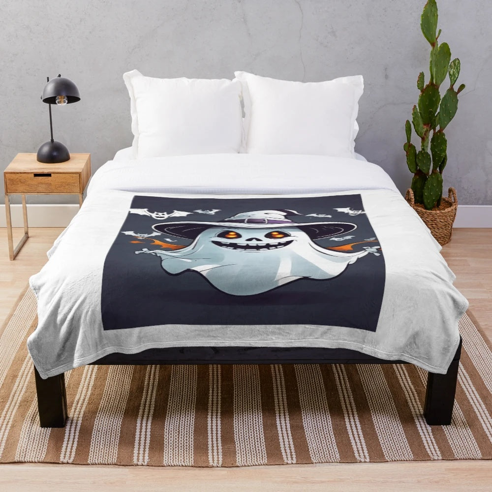 Cute ghost-themed plush blanket
