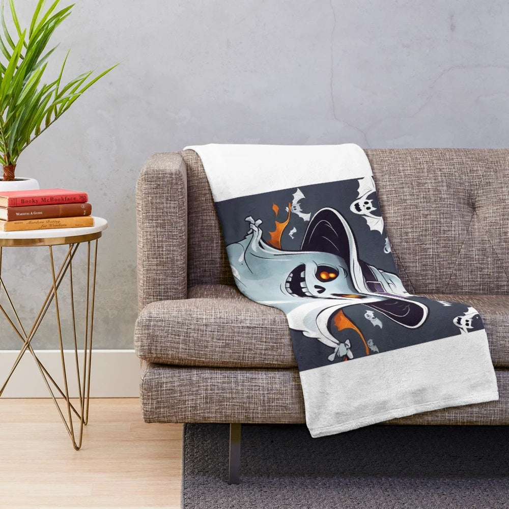Cute ghost-themed plush blanket
