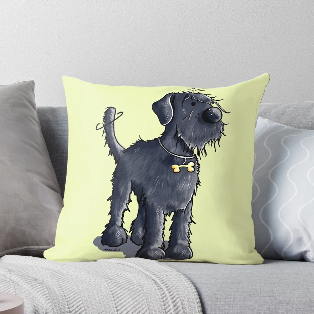 Cute and cuddly giant schnauzer plush pillow, perfect for dog owners and enthusiasts.