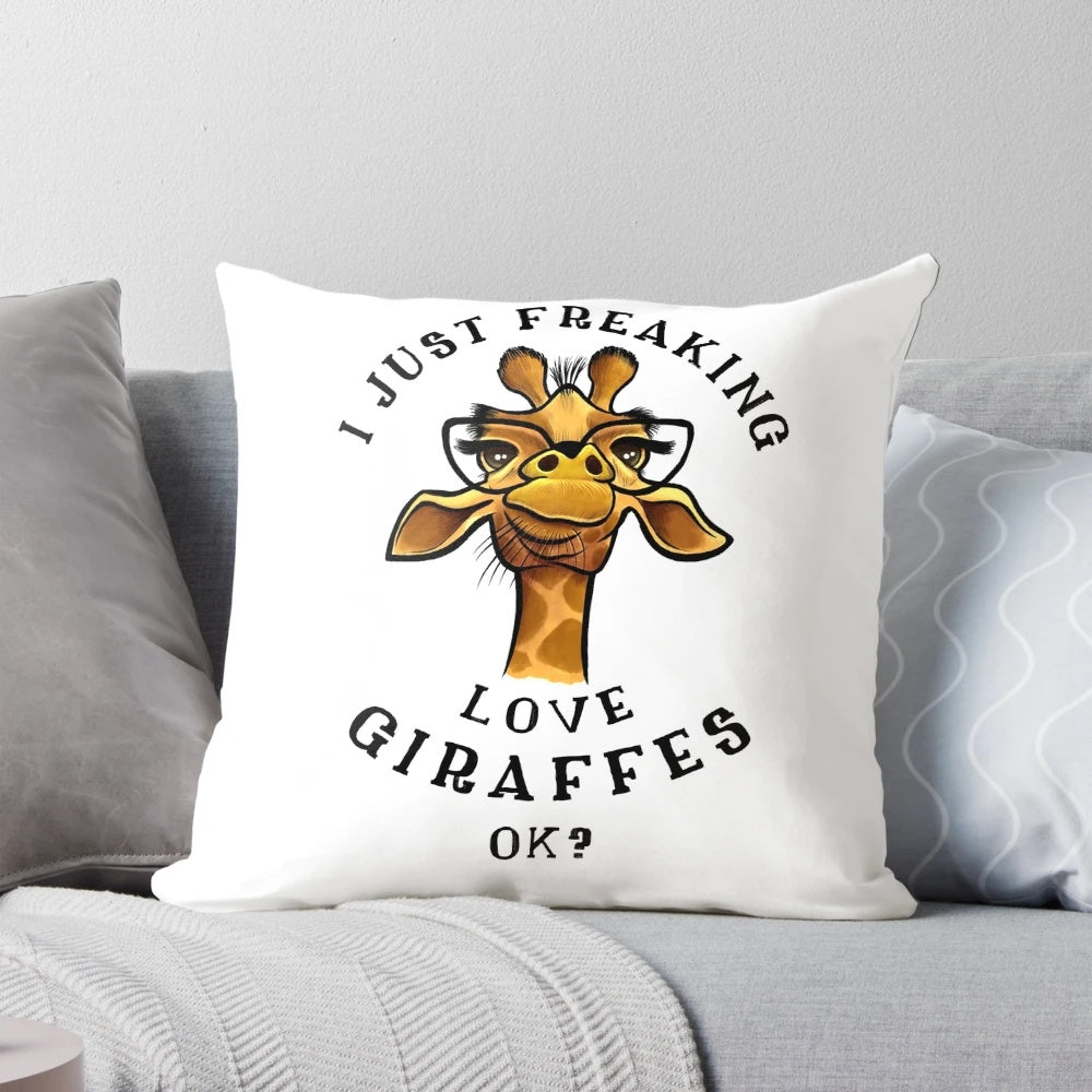 Cozy giraffe-themed throw pillow for giraffe lovers and animal enthusiasts