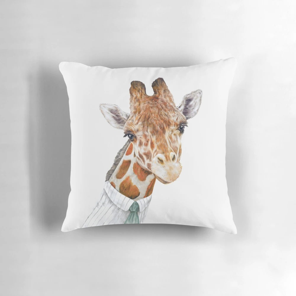 Soft and cuddly giraffe-shaped pillow for a safari-inspired nursery