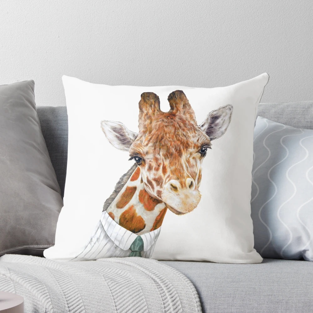 Soft and cuddly giraffe-shaped pillow for a safari-inspired nursery