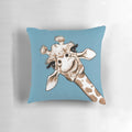 Detailed sketch of a curious giraffe peeking out on a decorative accent pillow