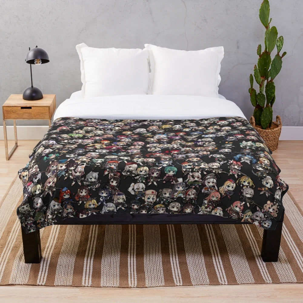 Girls Frontline Chibi Collage Plush Blanket