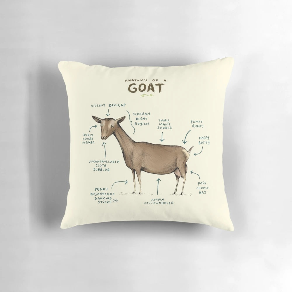 Cozy goat-shaped pillow with anatomical details, perfect for children's rooms