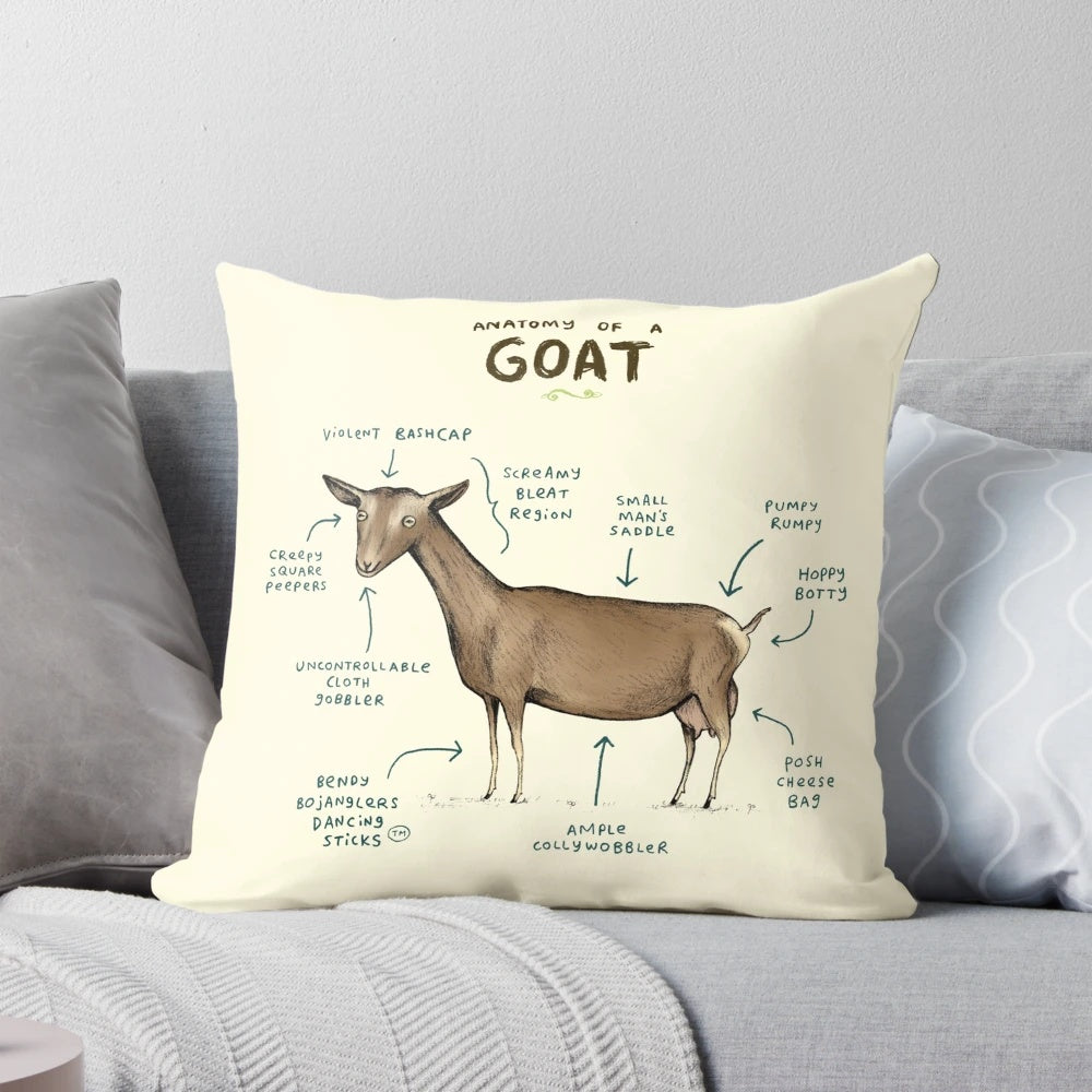 Cozy goat-shaped pillow with anatomical details, perfect for children's rooms