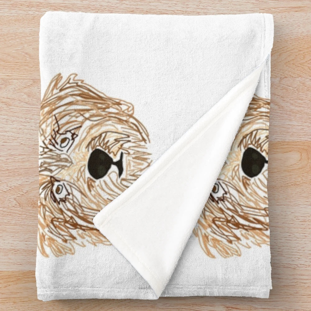 Soft and cuddly golden doodle dog portrait plush blanket