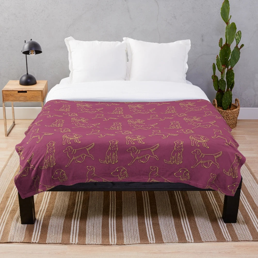 Golden Retriever Pattern Plush Blanket