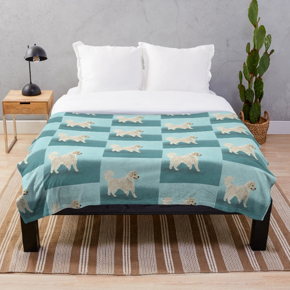 Golden Retriever dog breed plush blanket with watercolor painting design