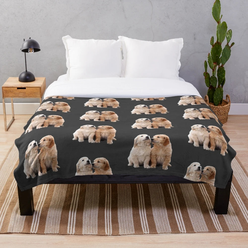 Golden Retriever Puppy Plush Blanket