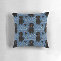 Black and white Goldendoodle dog printed on a soft, plush pillow
