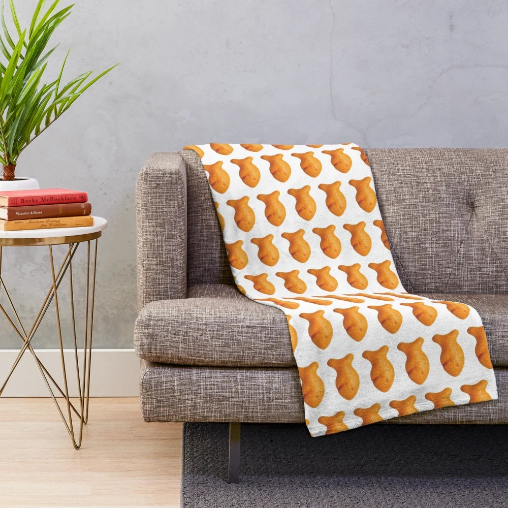 Goldfish cracker plush blanket with a cute and cozy aquatic-themed design