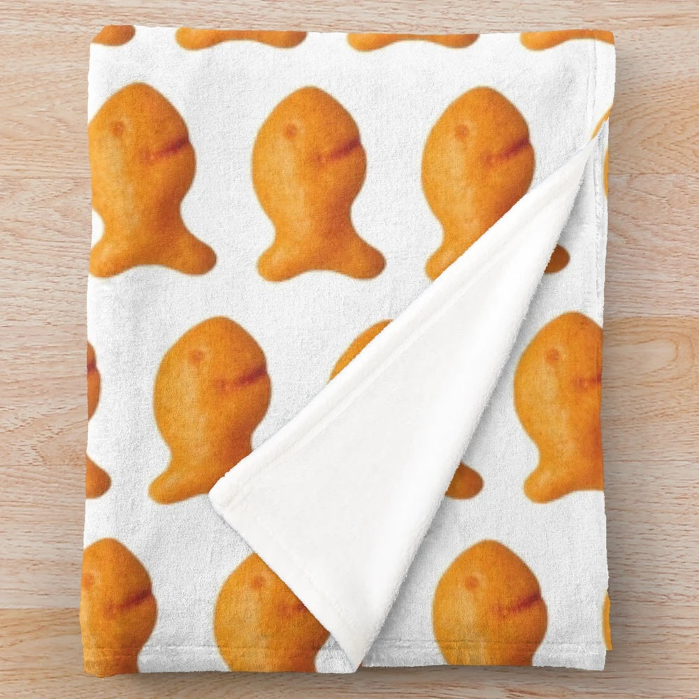 Goldfish cracker plush blanket with a cute and cozy aquatic-themed design