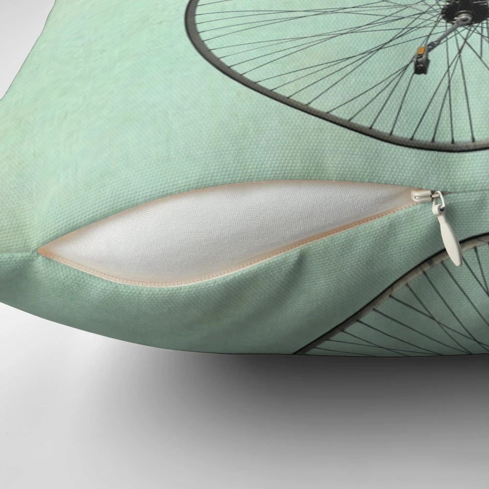 Goldfish riding a unicycle, an endearing and appealing decorative pillow design