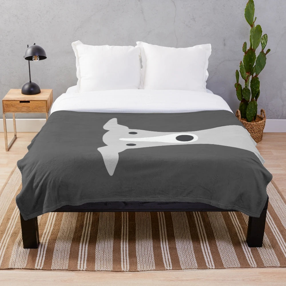 Greyhound plush blanket featuring a cute cartoon dog design
