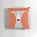 Soft, plush pillow featuring a cute, cartoon-style illustration of a greyhound or whippet dog breed