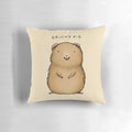 Soft, plush pillow featuring a cute, grinning guinea pig in ginger, gold, and tan colors