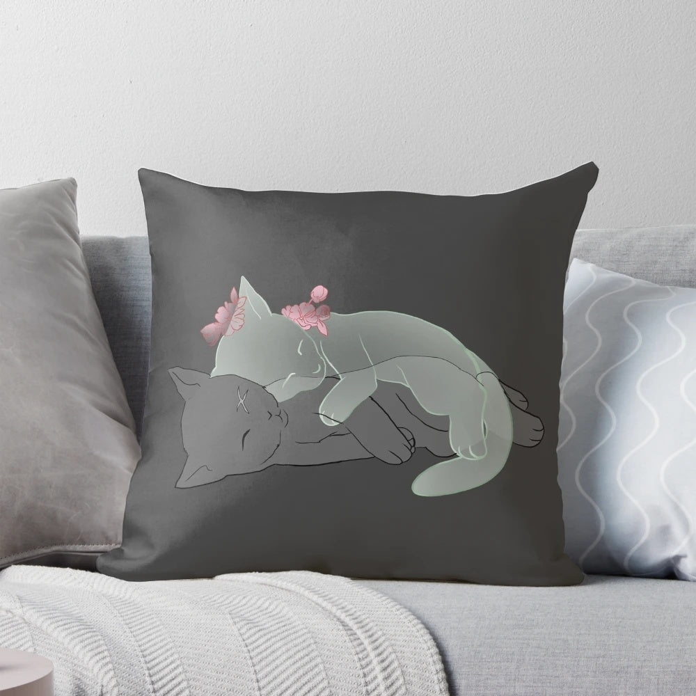 Soft and cuddly kitten pillow with guardian angel design