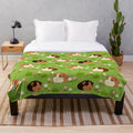Soft and cozy plush blanket featuring an adorable guinea pig surrounded by beautiful spring flowers