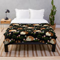 Guinea pig and flowers plush blanket with a cute, fluffy design