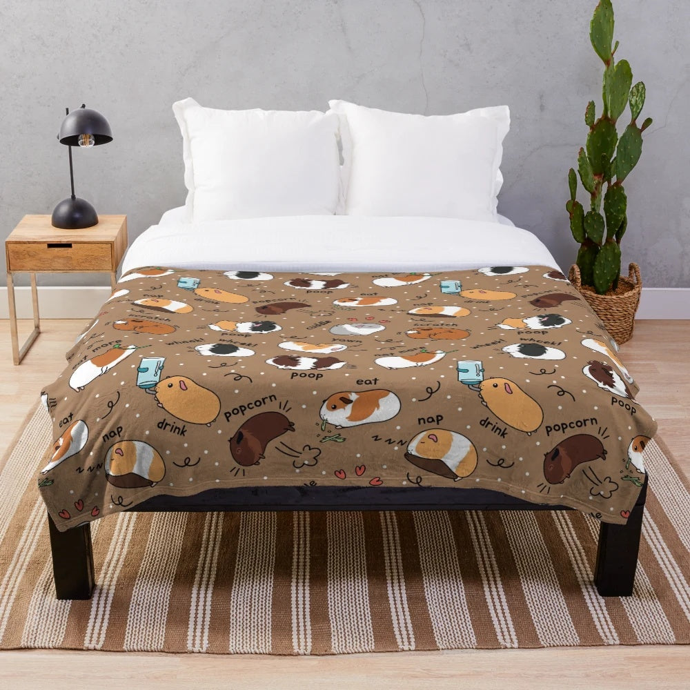 Cozy plush blanket with a cute guinea pig daily to-do list design
