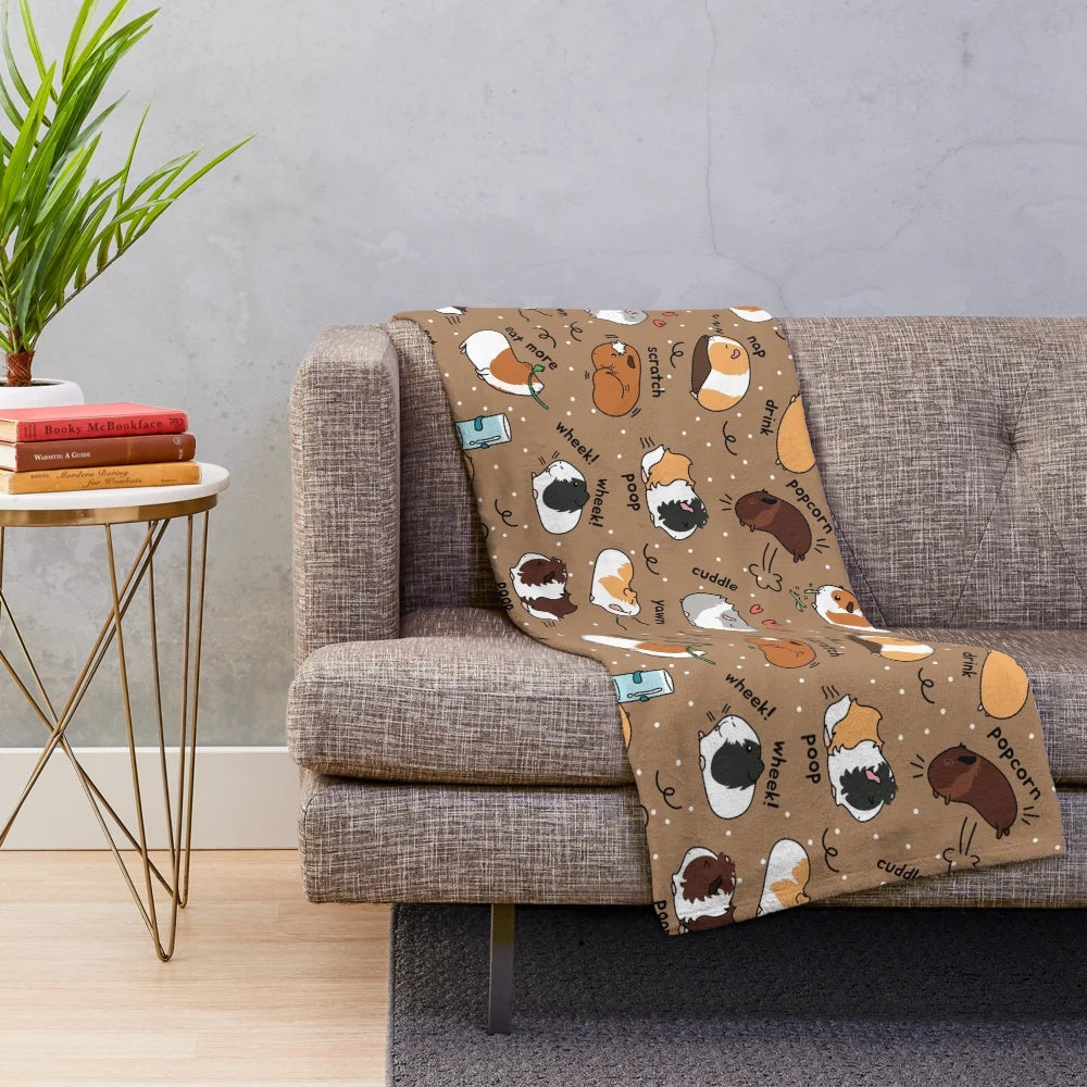 Cozy plush blanket with a cute guinea pig daily to-do list design