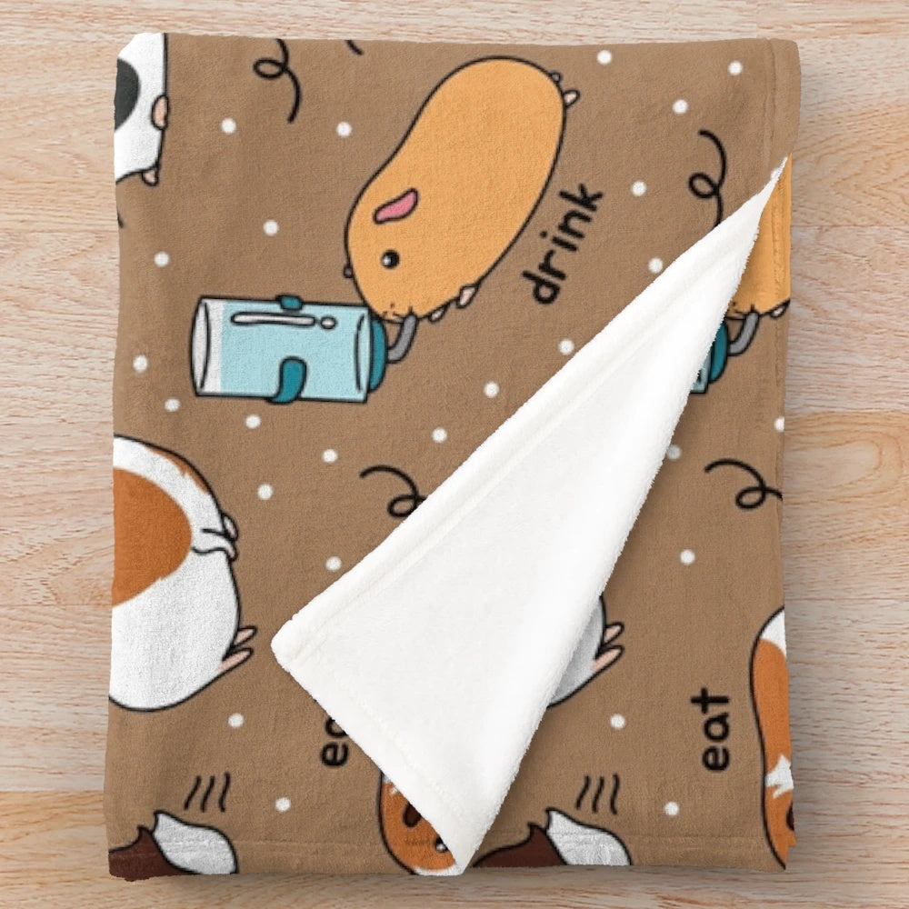 Cozy plush blanket with a cute guinea pig daily to-do list design