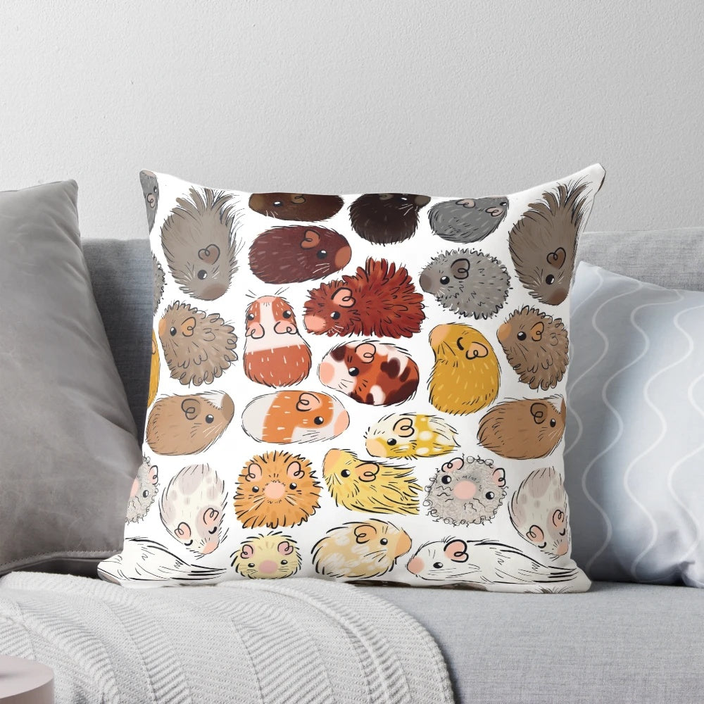 Soft, plush guinea pig gradient pattern throw pillow for cozy home decor