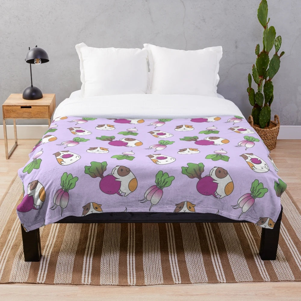 Cute and Soft Guinea Pig Pattern Plush Blanket