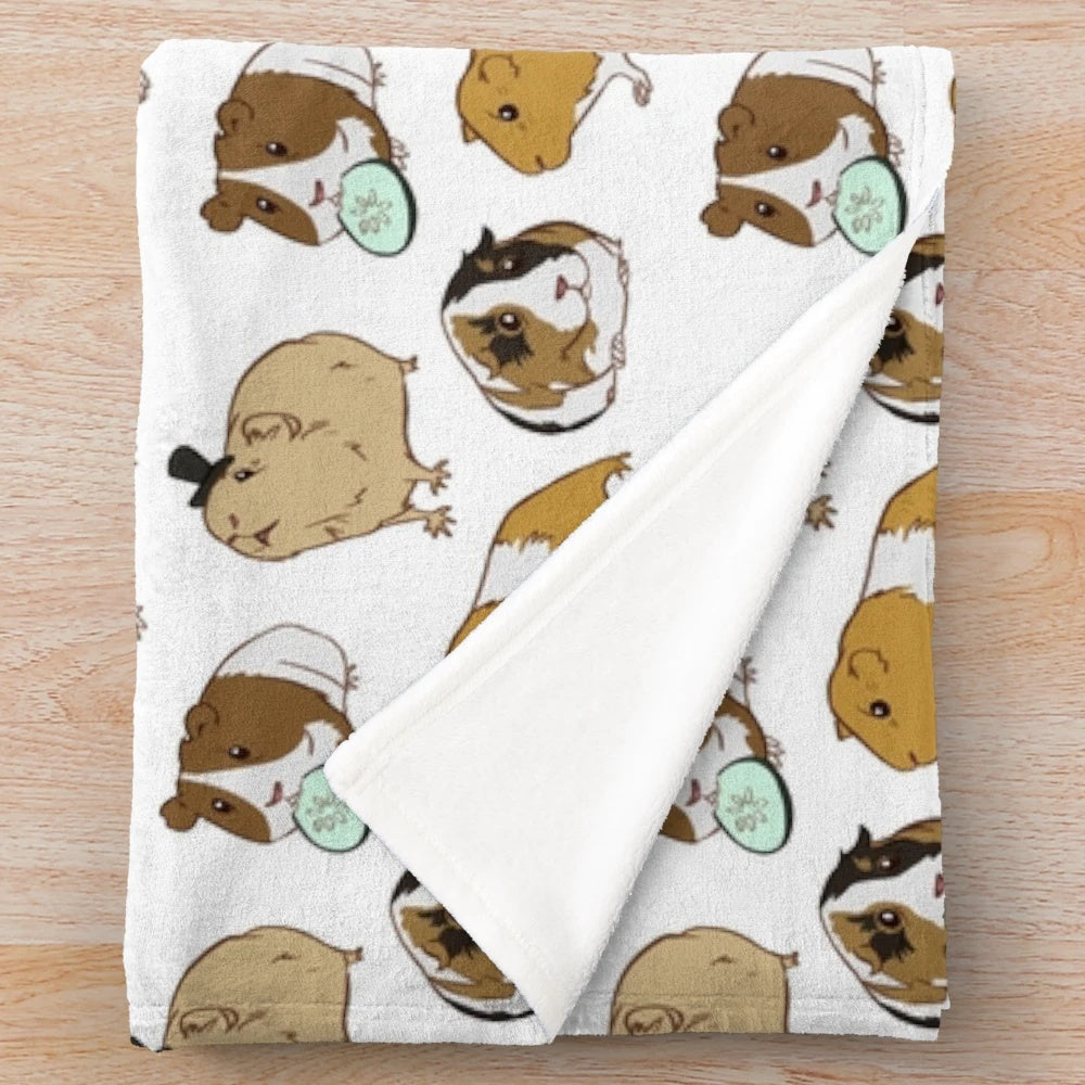 Soft and cuddly guinea pig patterned plush blanket