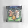 A whimsical watercolor illustration of a guinea pig on a soft, plush pillow.