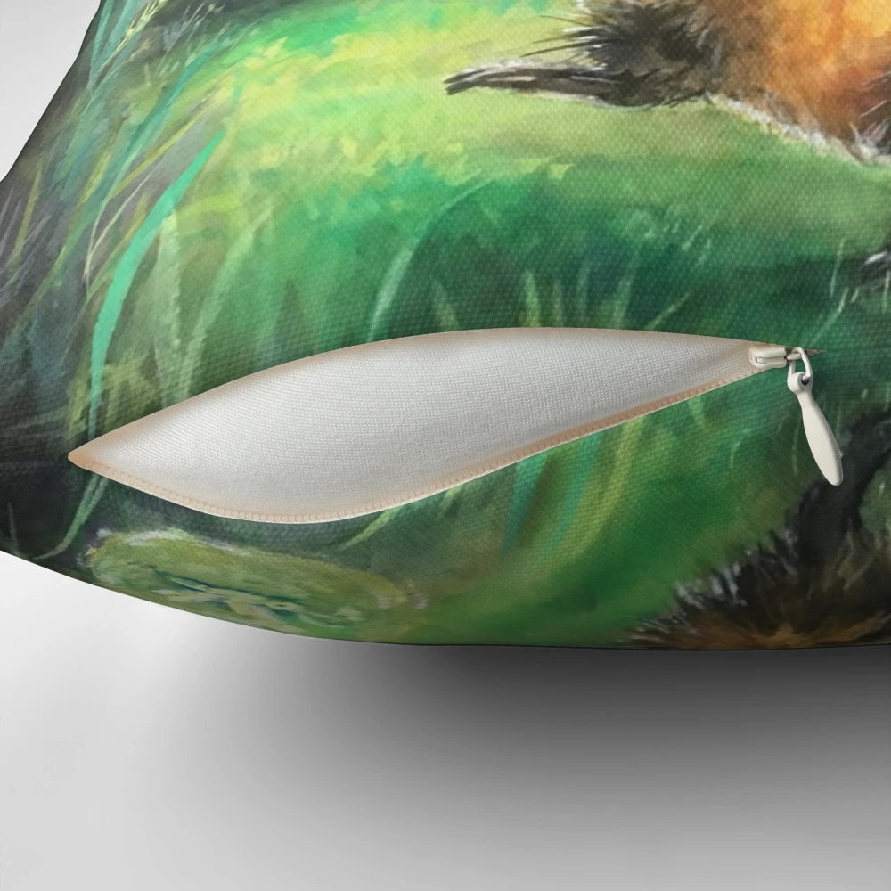 A whimsical watercolor illustration of a guinea pig on a soft, plush pillow.
