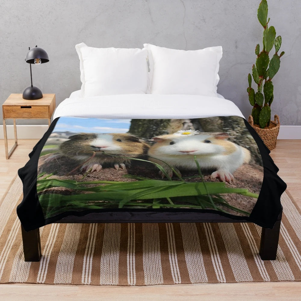 Cute guinea pig plush blanket with playful design