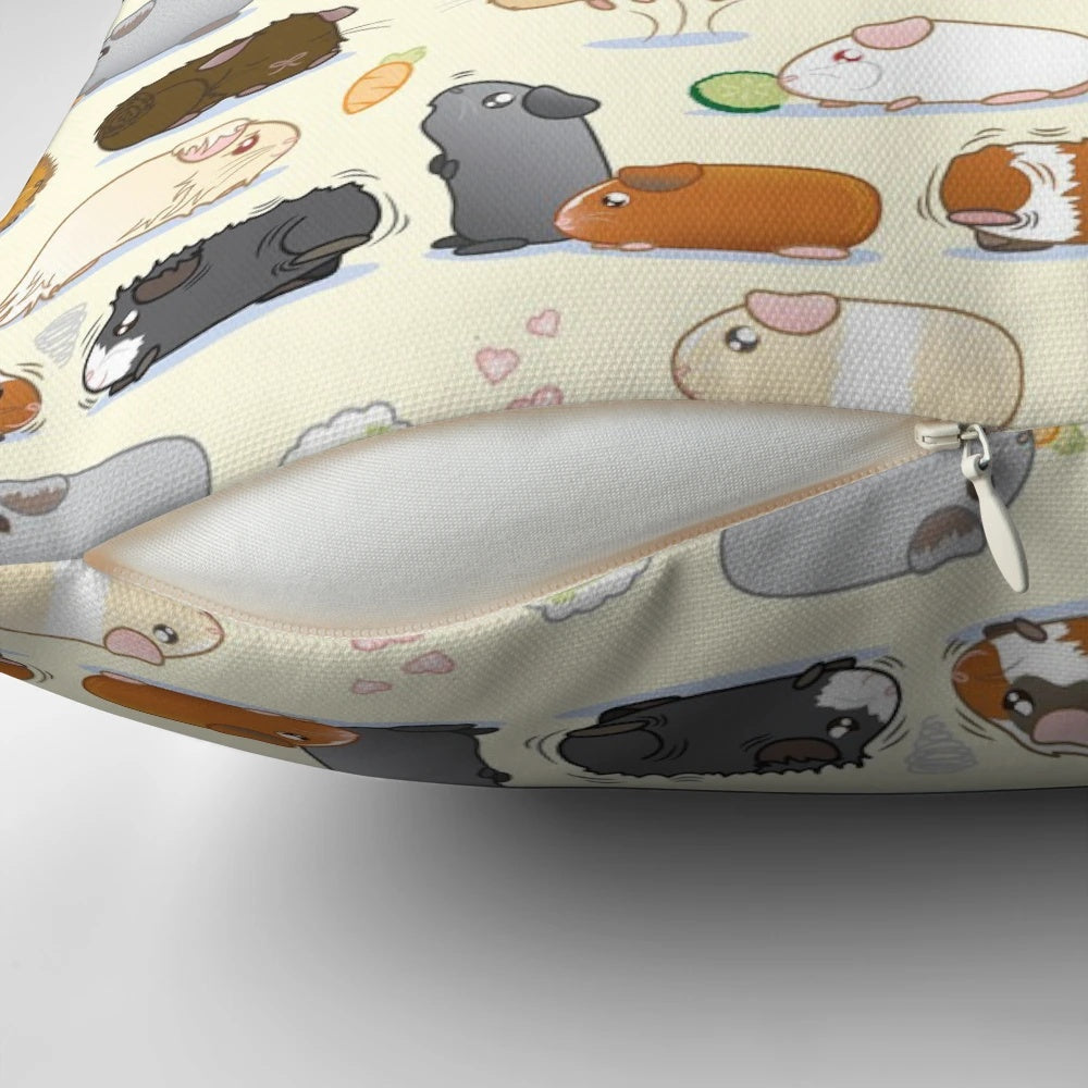Soft, plush pillow featuring a colorful guinea pig pattern