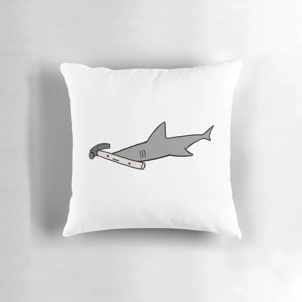 Soft, plush hammerhead shark pillow for cozy, punny home decor