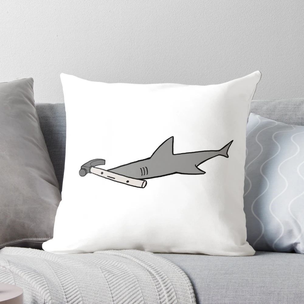 Soft, plush hammerhead shark pillow for cozy, punny home decor