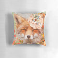 Soft, cuddly Happy Fox Pillow with floral and ladybug accents