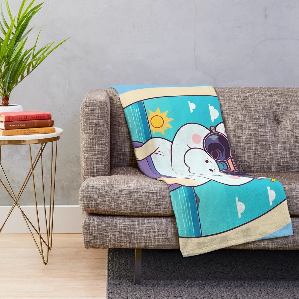 Cute and cozy happy hippo plush blanket