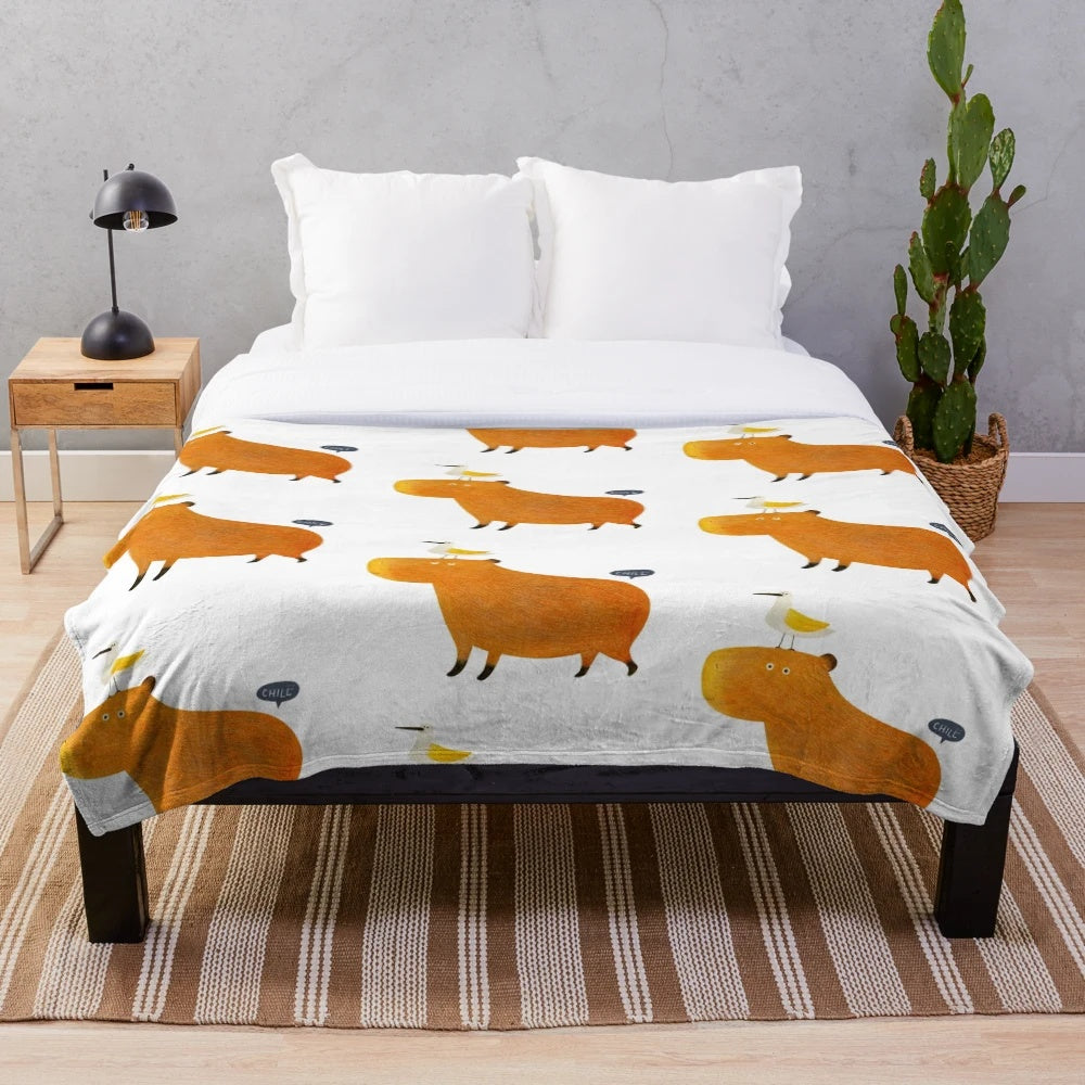 Hapybara Capybara Plush Blanket - Cute and Cuddly Home Accessory