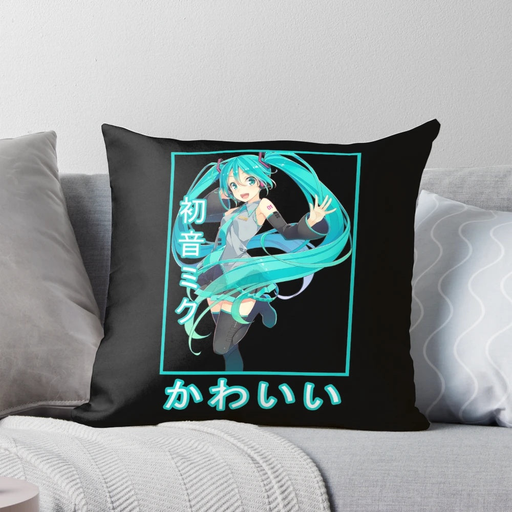 Hatsune Miku anime girl plush pillow, a soft and cuddly decorative anime throw pillow