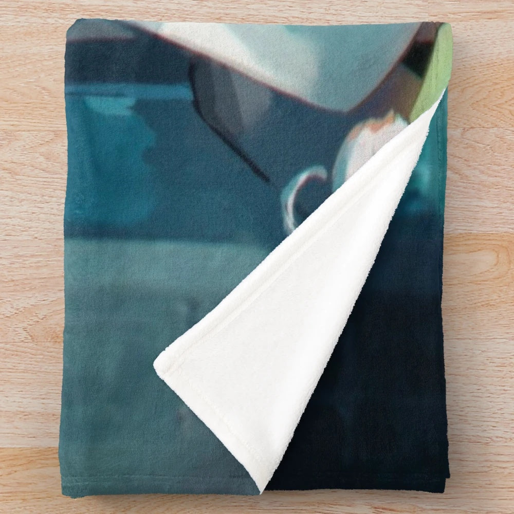 Hatsune Miku inspired plush blanket with vibrant colors and cute design