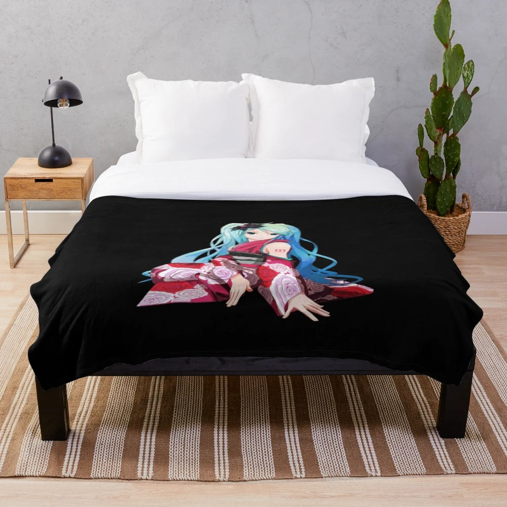 Hatsune Miku inspired plush blanket