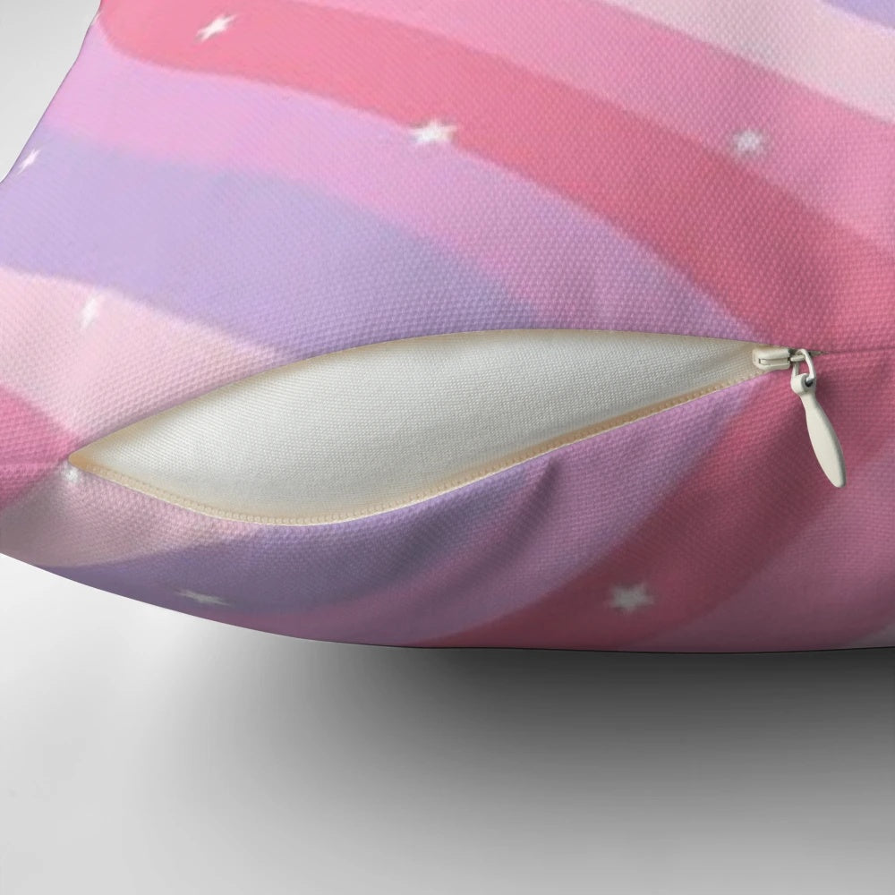 Soft, heart-shaped decorative pillow in pastel colors