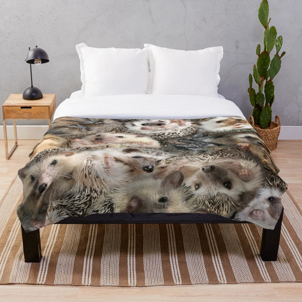 Soft and cuddly hedgehog plush blanket for relaxing and snuggling