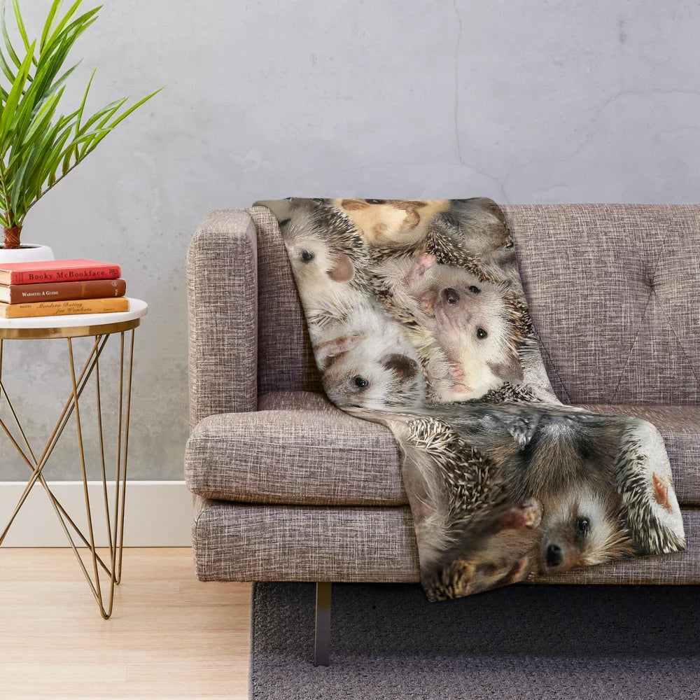 Soft and cuddly hedgehog plush blanket for relaxing and snuggling