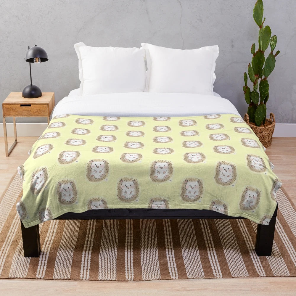 Hedgehog Plush Blanket with Cute Pop Art Design