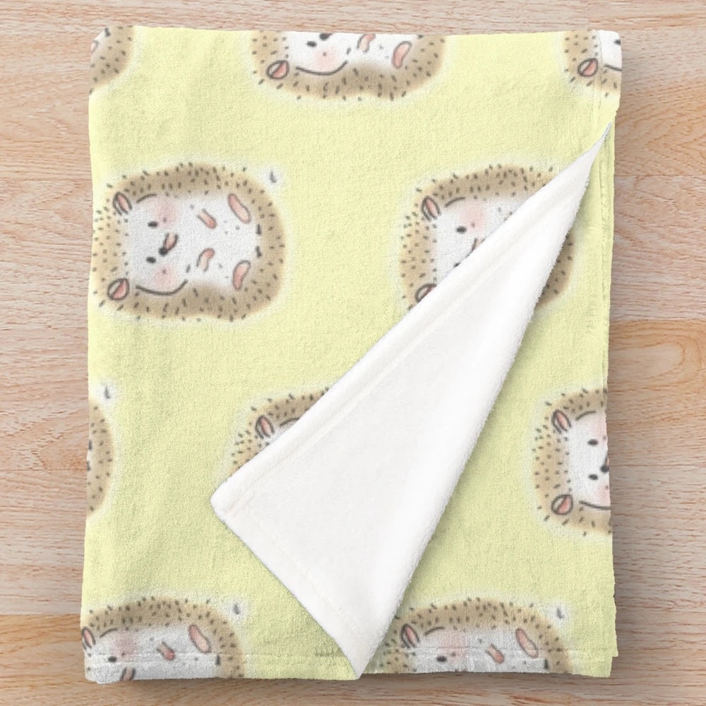 Hedgehog Plush Blanket with Cute Pop Art Design