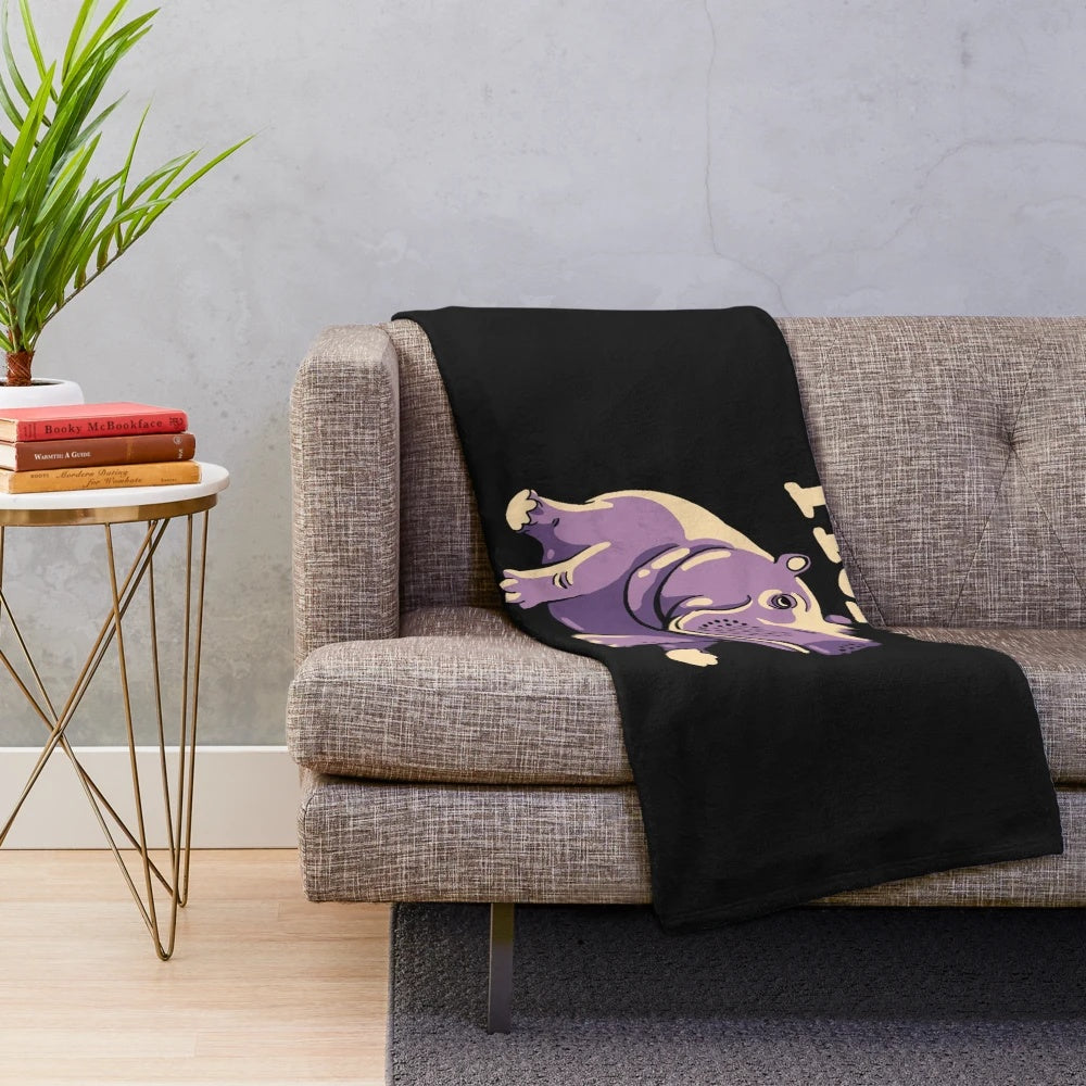 Hippo plush blanket featuring a cute baby hippo silhouette design