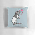 Soft, plush pillow featuring a cute hooded rat design